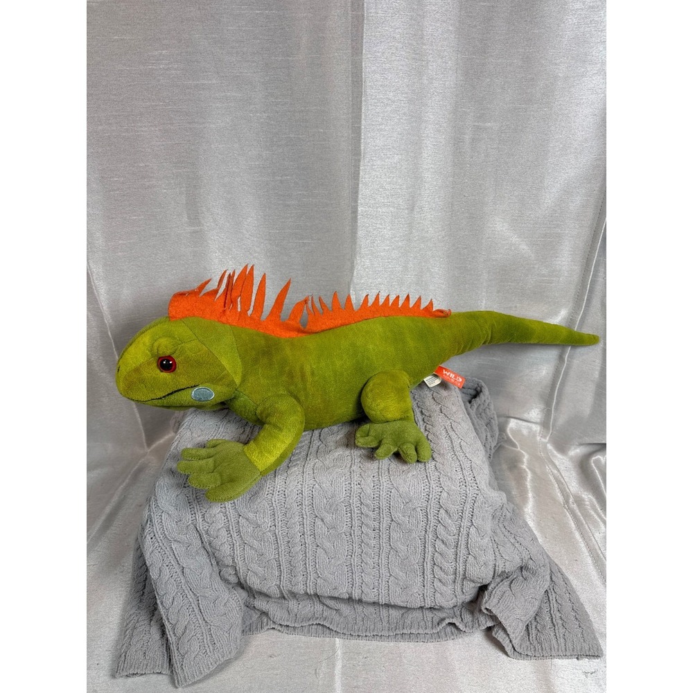 Wild Republic Green Iguana Plush Toy Orange Spikes Realistic‎ Stuffed Animal
